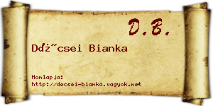 Décsei Bianka névjegykártya