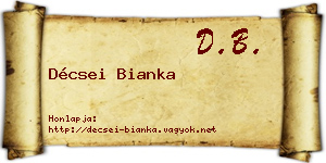 Décsei Bianka névjegykártya